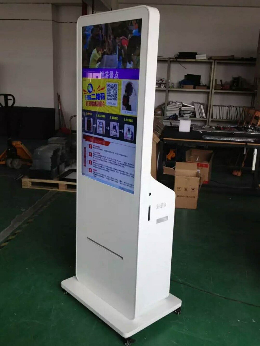 Webchat or instogram photos taken All in one printer with lcd tft full hd touch interactive face recognition digital signage