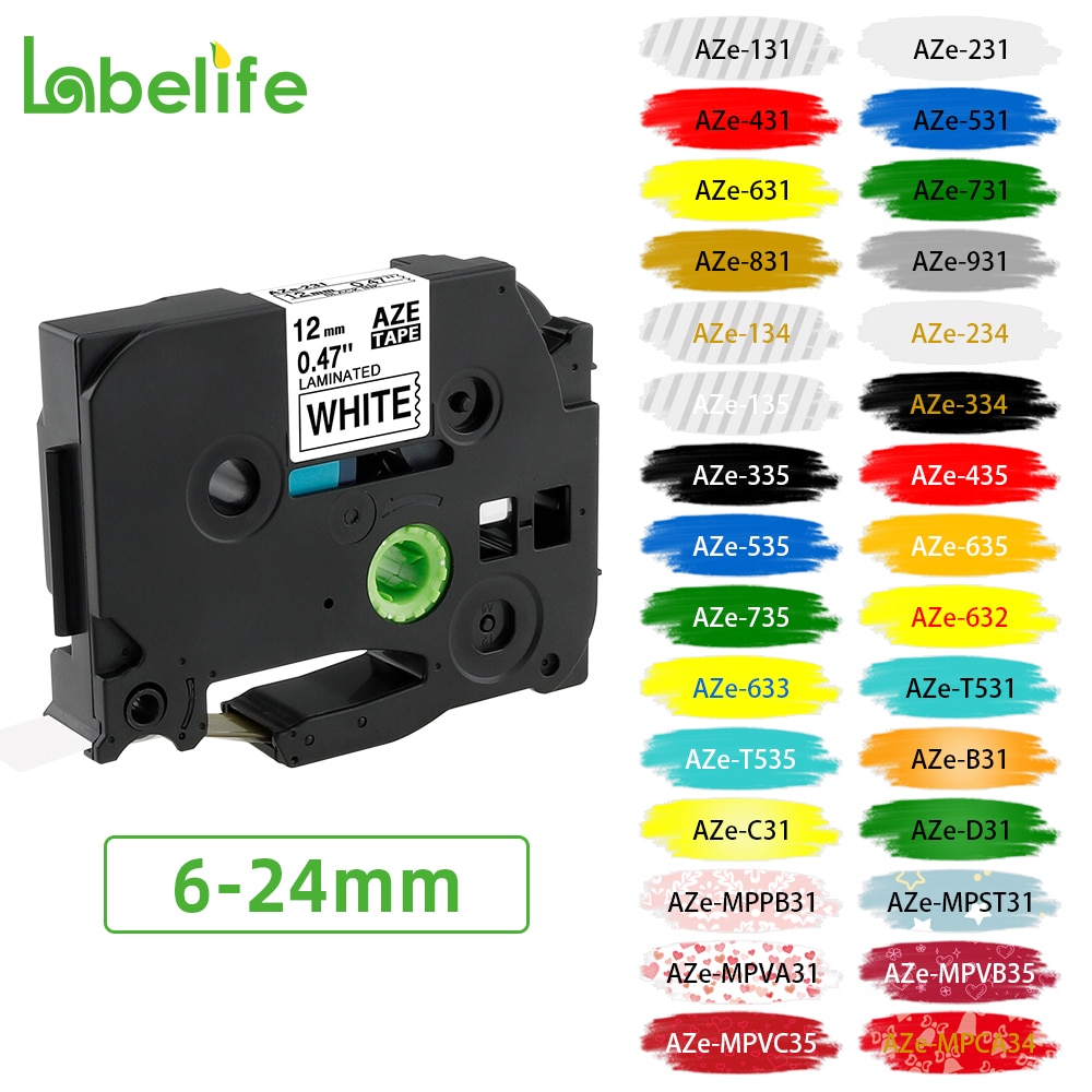 Labelife 231 label tape Compatible for Label Maker Laminated Tape 12mm Black on White for labeler 231 241 251 631 641