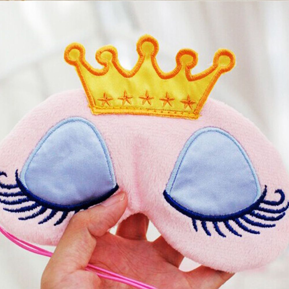 Lovely Pink/Blue Crown Sleeping Mask Crown Eyeshade Eye Cover Travel Cartoon Long Eyelashes Blindfold Travel Accessories