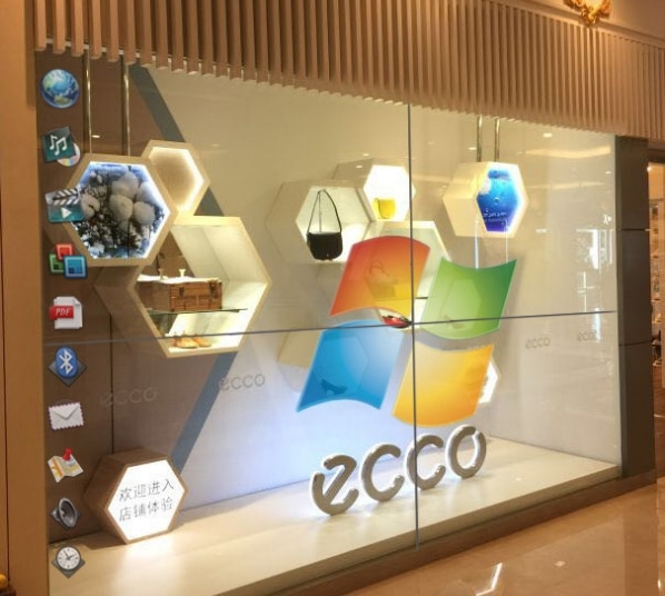 Transparent lcd video wall for shopping mall advertising display