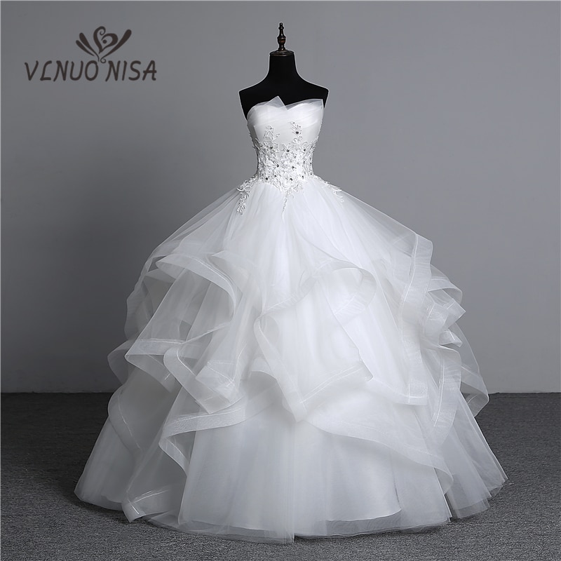 Fashion Classic Real Photo Appliques Vintage White Pearls Wedding Dresses 2021 Vestidos De Noiva Bridal Gown Plus Size Strapless