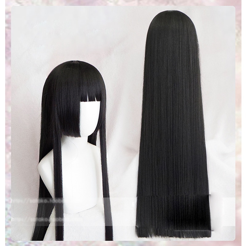 100cm Kakegurui Yumeko Jabami Cosplay Wigs Black Straight Heat Resistant Synthetic Hair Perucas Cosplay Wig