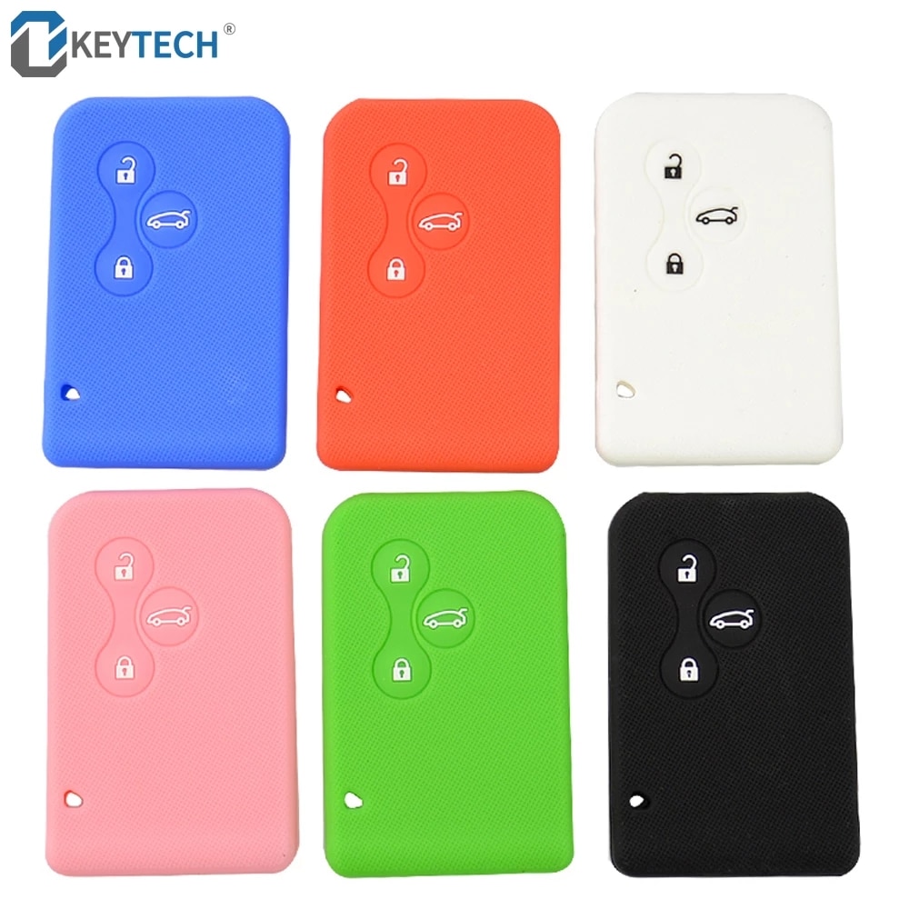 OkeyTech Silicone Rubber Car Key Card Case Cover For Renault Clio Megane Grand Scenic 3 Buttons Auto Key Cover Case Shell