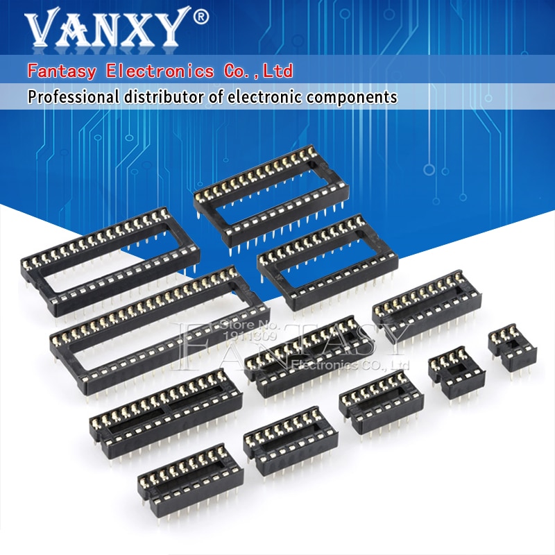 10PCS IC Sockets DIP6 DIP8 DIP14 DIP16 DIP18 DIP20 DIP28 DIP40 pins Connector DIP Socket 6 8 14 16 18 20 24 28 40 pin