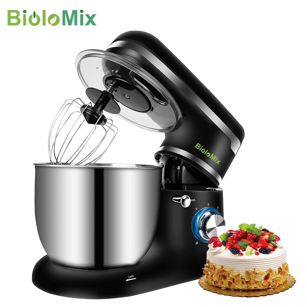 BioloMix Stand Mixer Stainless Steel Bowl 6-speed Kitchen Food Blender Cream Egg Whisk Cake Dough Kneader Bread Maker