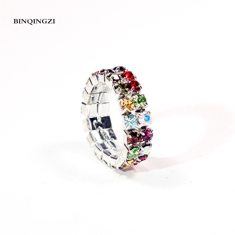 Cute Multilayer Sparkling Shiny Rhinestone crystal Elastic toe Ring adjustable fashion rings for women 2018