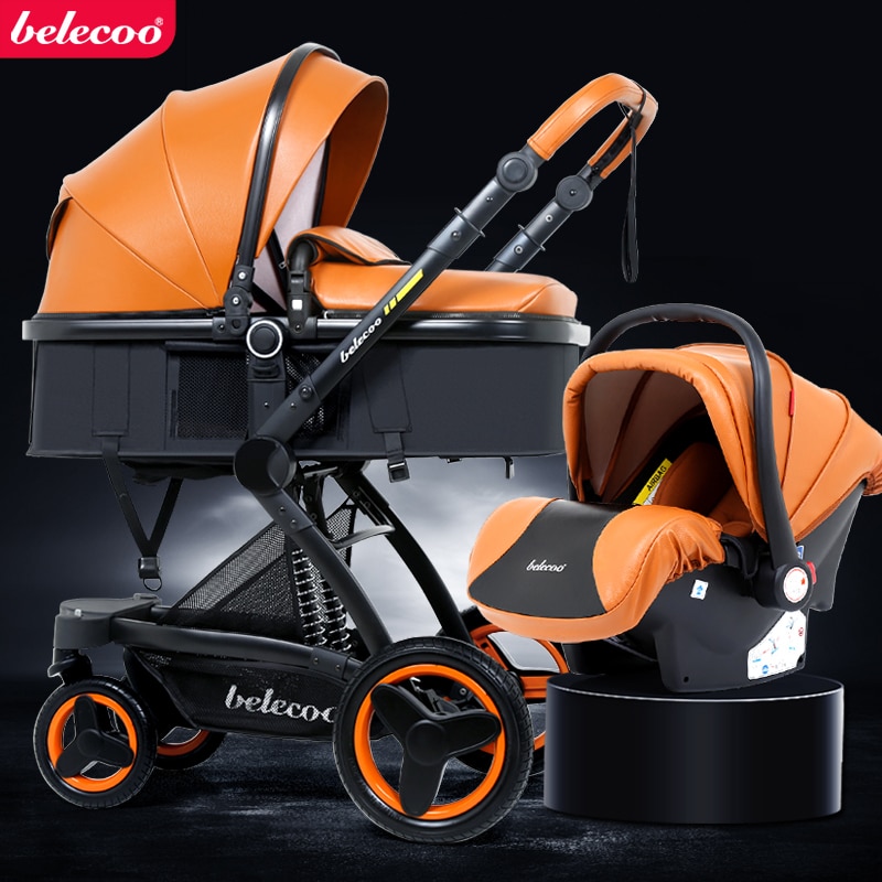 Belecoo 3 in 1 baby stroller portable High Landscape Baby Cart Trolley Can Sit And Fold The Double Direction Shock Trolley.