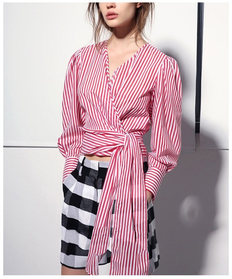 See Orange Fashion Striped Shirt Shorts Set Summer 2018 Office Lady Suits Casual Women Suits SO1101