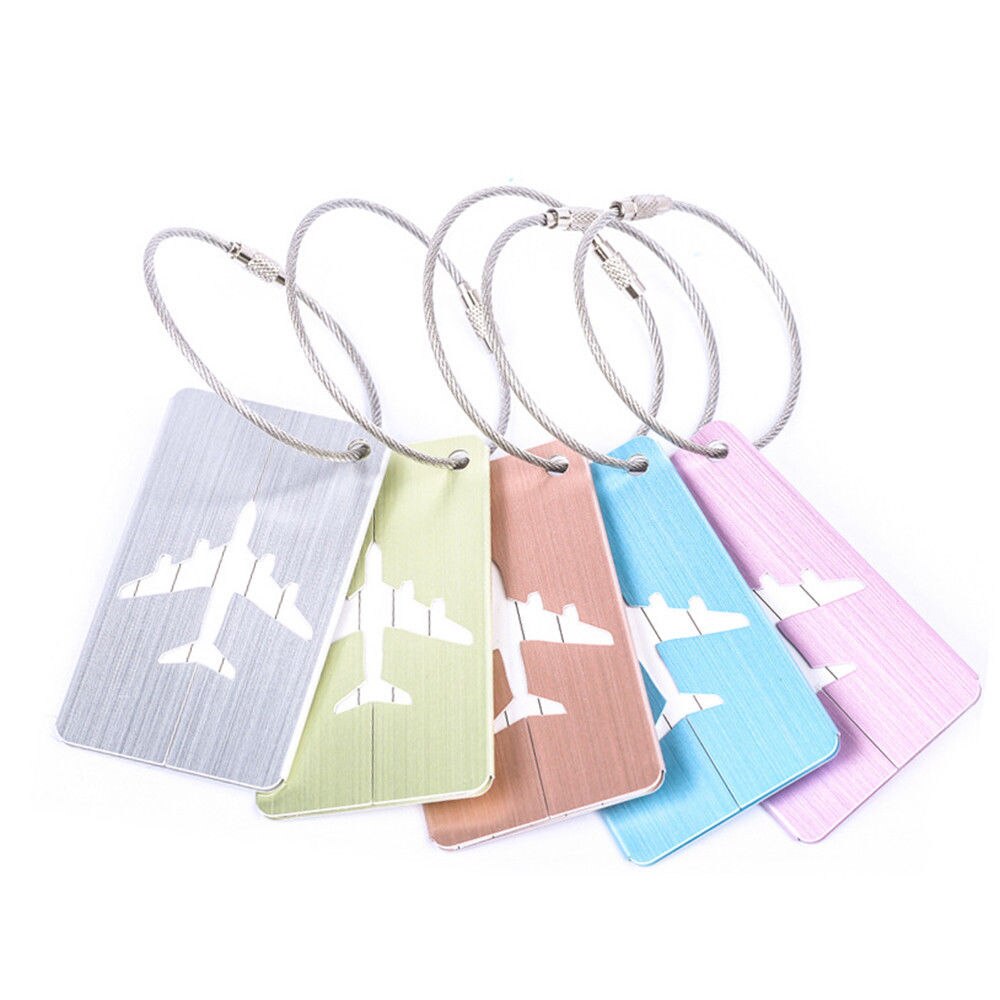 1pc Airplane Shape Brushed Square Luggage Tag Luggage Checked Boarding Elevators travel accessories luggage tag for girls /boys