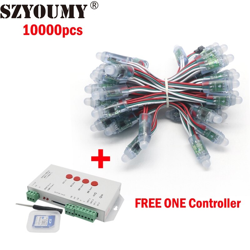SZYOUMY 10000pcs 12mm WS2811 1903 IC RGB Led Module String Waterproof DC5V Digital Full Color LED Pixel Light Free Controller
