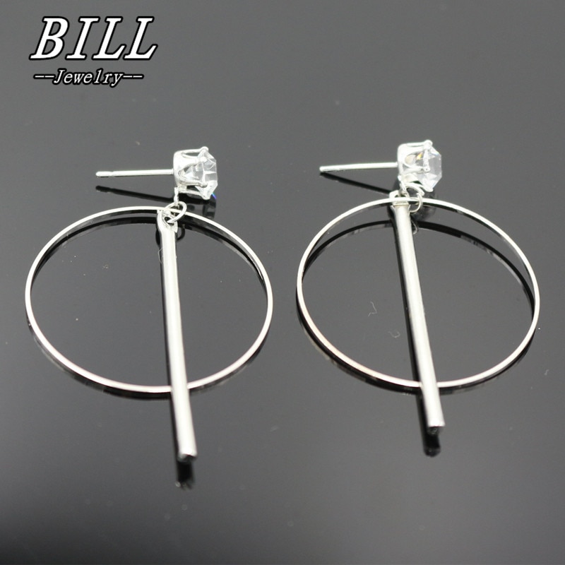 ES2072 Geometric Drop Earrings Women Crystal Simple Circle Bar Dangle Earring Fashion Brincos Simple Metal Ear Fine Jewelry HOT