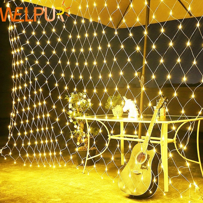 Net LED String Lights 8Modes 220V 1.5x1.5m 3X2M Festival Christmas Decoration New Year Wedding Party Waterproof