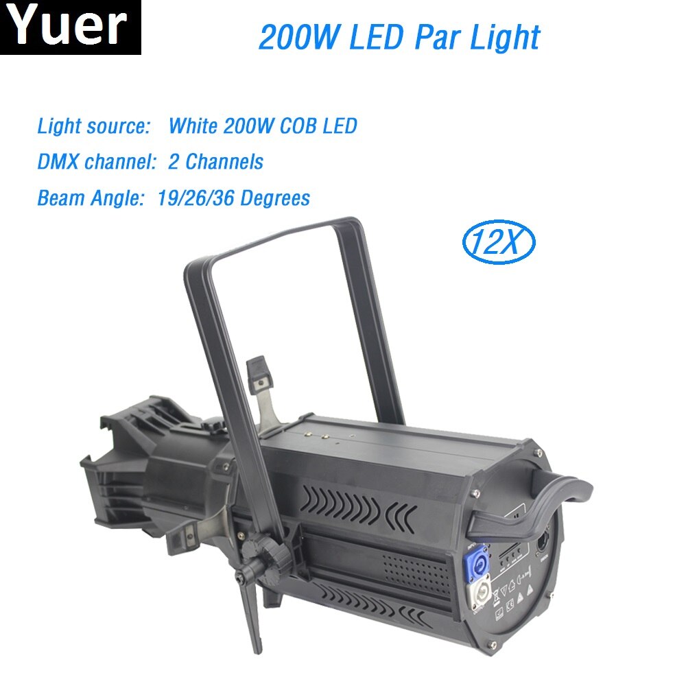 12Pcs/Lot Gobo projector 200W led profile light stage lighting with zoom led spotlight wash 19/26/36 degree beam led par DMX512