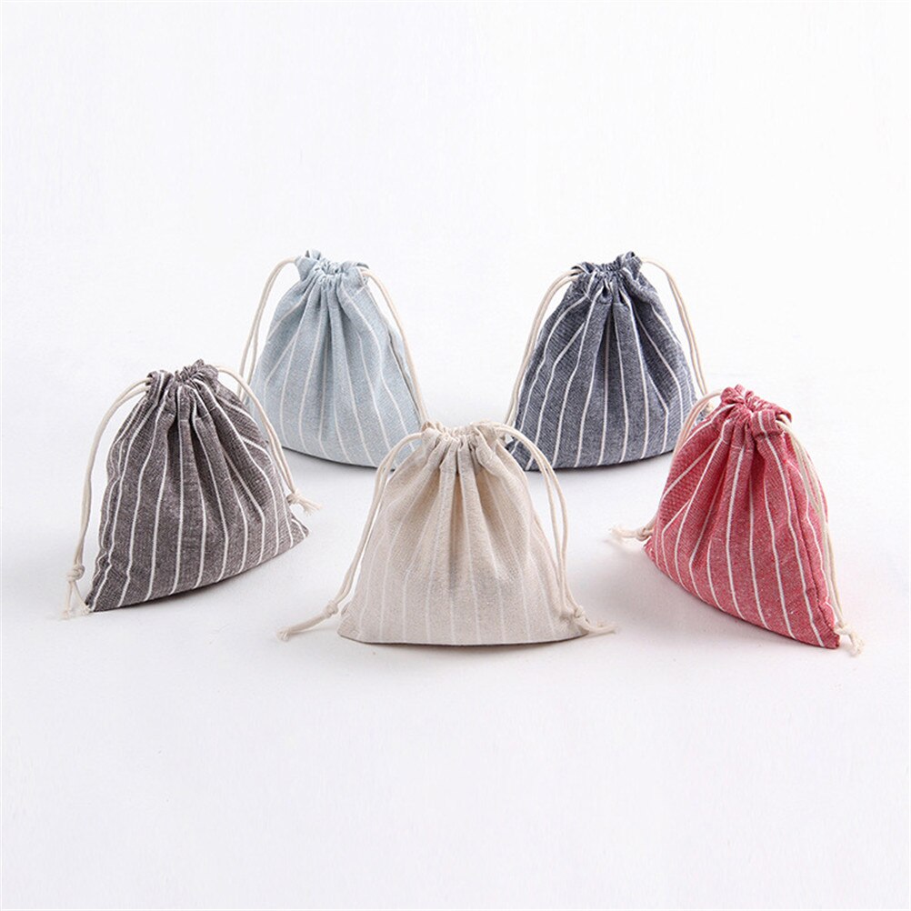 Trendy Retro Cotton Drawstring Shopping Bag Eco Reusable Folding Grocery Cloth Underwear Pouch Case Travel Pouch Storage Handbag