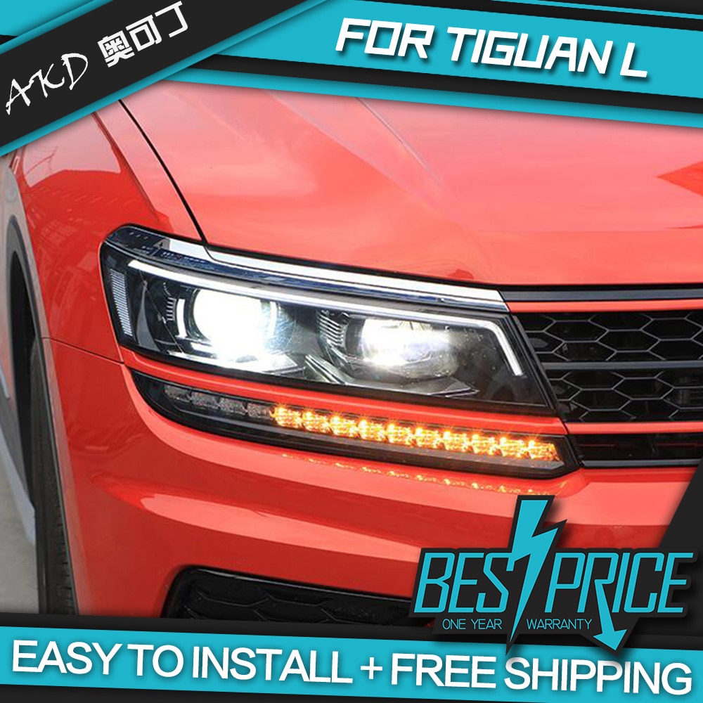 For Car VW tiguan L Head Lamp 2017-2020 Car Accessory Fog Lights Day Running Light DRL H7 LED Bi Xenon Bulb Tiguan L Headlights