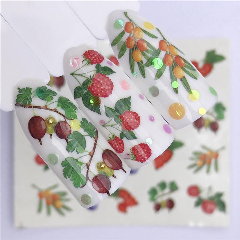 ZKO 1 Sheet Fruit Nail Art Watermark Tattoo Tips Summer Style Nail Art Water Transfer Sticker DIY Beauty Nail Tools