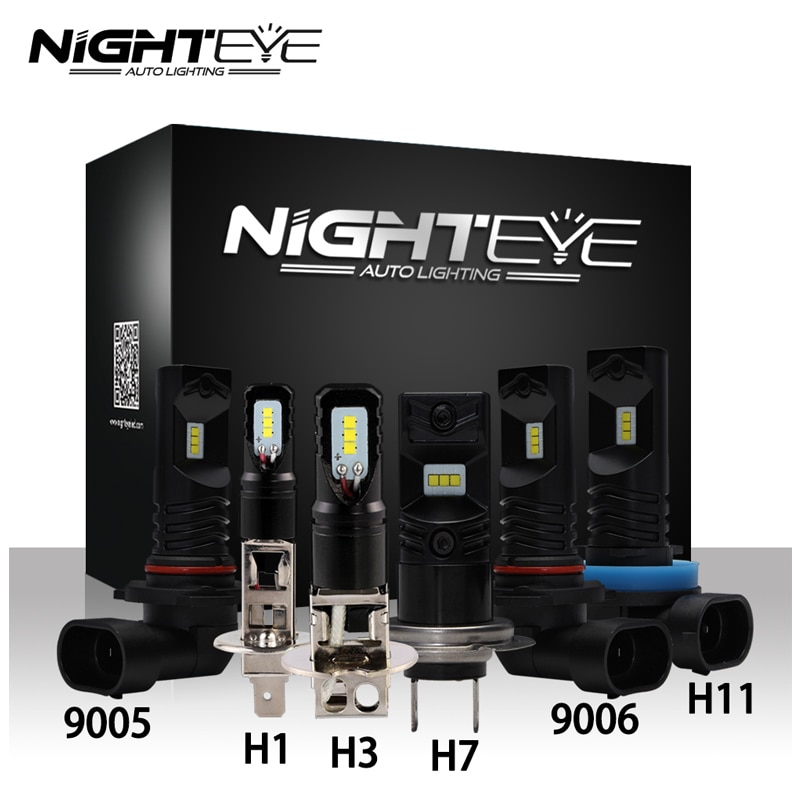 NIGHTEYE Car LED Fog Light H1 H3 H7 H11 9005/HB3 9006/HB4 Fog Lamp 160W 1600LM 6500K Auto Driving Fog Bulbs CSP Chip