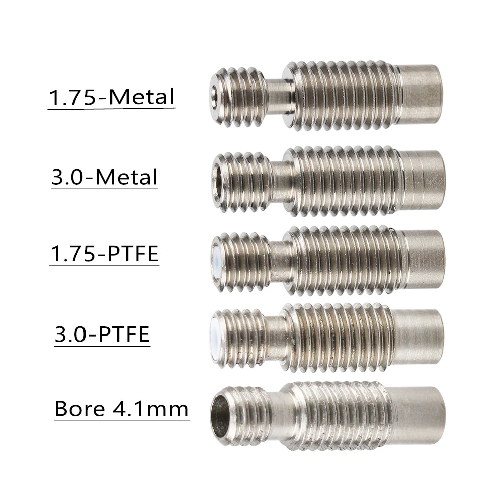 3D Printer E3D V6 Heat Break Hotend Throat For 1.75/3.0/4.1mm All-Metal / with PTFE, Stainless Steel Remote Feeding Tube Pipes