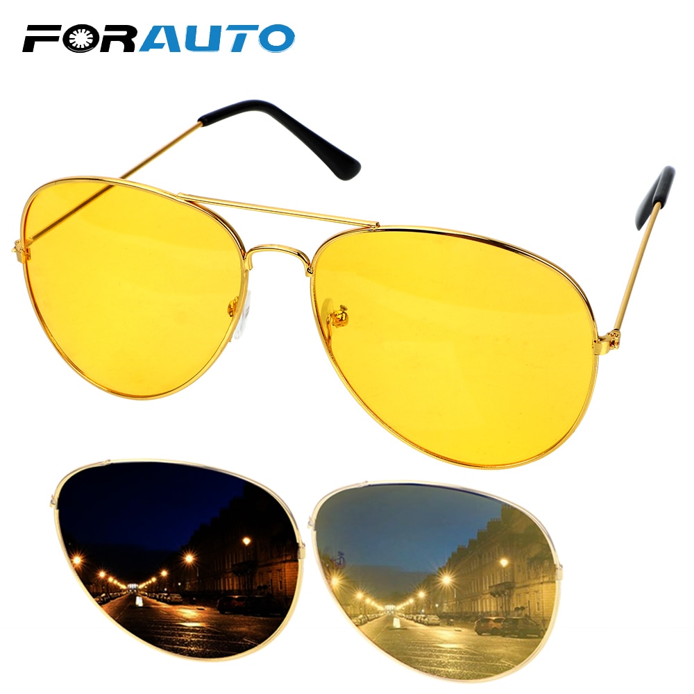 FORAUTO Anti-glare Car Drivers Night Vision Goggles Driving Glasses Copper Alloy Sunglasses Auto Accessories