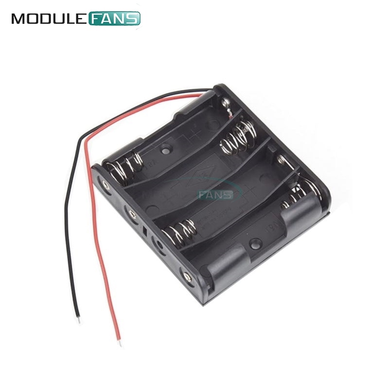 4xAA AA Battery Holder Battery Case Storage Box with Wire Leads DIY Power Supply