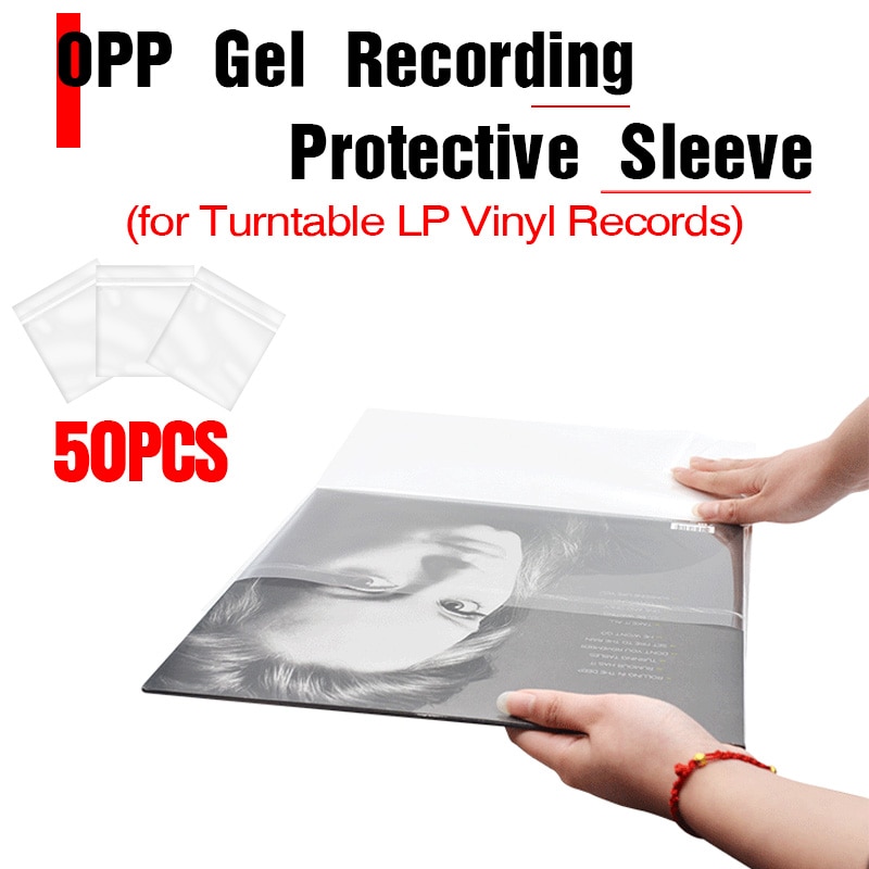 LEORY 50PCS OPP Gel Recording Protective Sleeve for Turntable Player LP Vinyl Record Self Adhesive Records Bag 12" 32.3cm*32cm