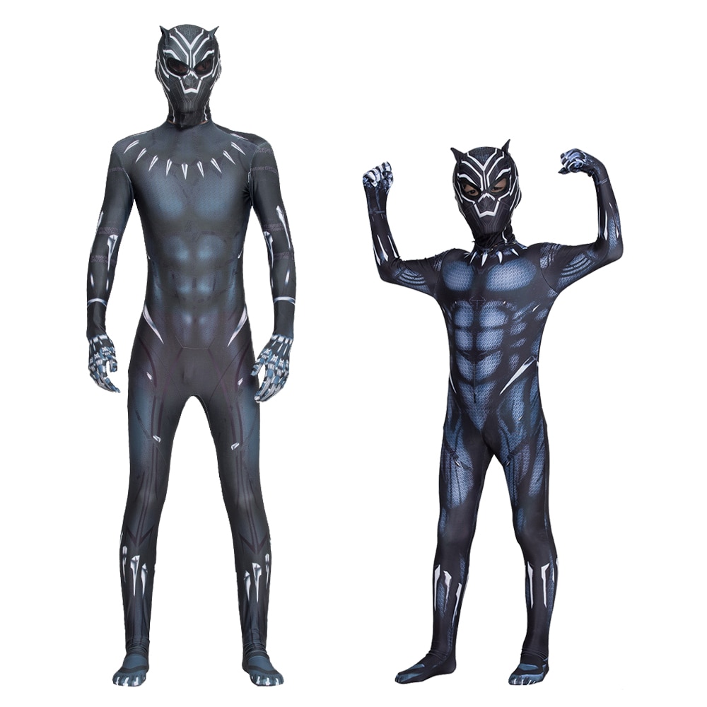 Halloween Black Kids Panther Men Kids Boys Adult Jumpsuits Children Panther Cosplay Costume Jumpsuit Bodysuits Dress Up