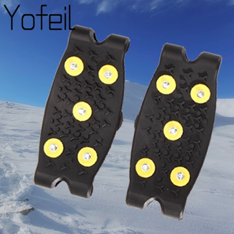 5 Studs Ice Spikes for Shoes Ice Floes Cleats Crampons Outdoor Snow Climbing Antiskid Grips For Shoes Covers Crampons In Winter