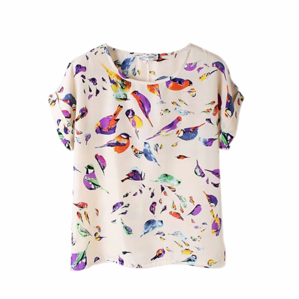 Chiffon Blouse Feminino Summer Fashion Women O Neck Shirt Colorful Short Sleeve Women tops Female Shirts Batwing Loose