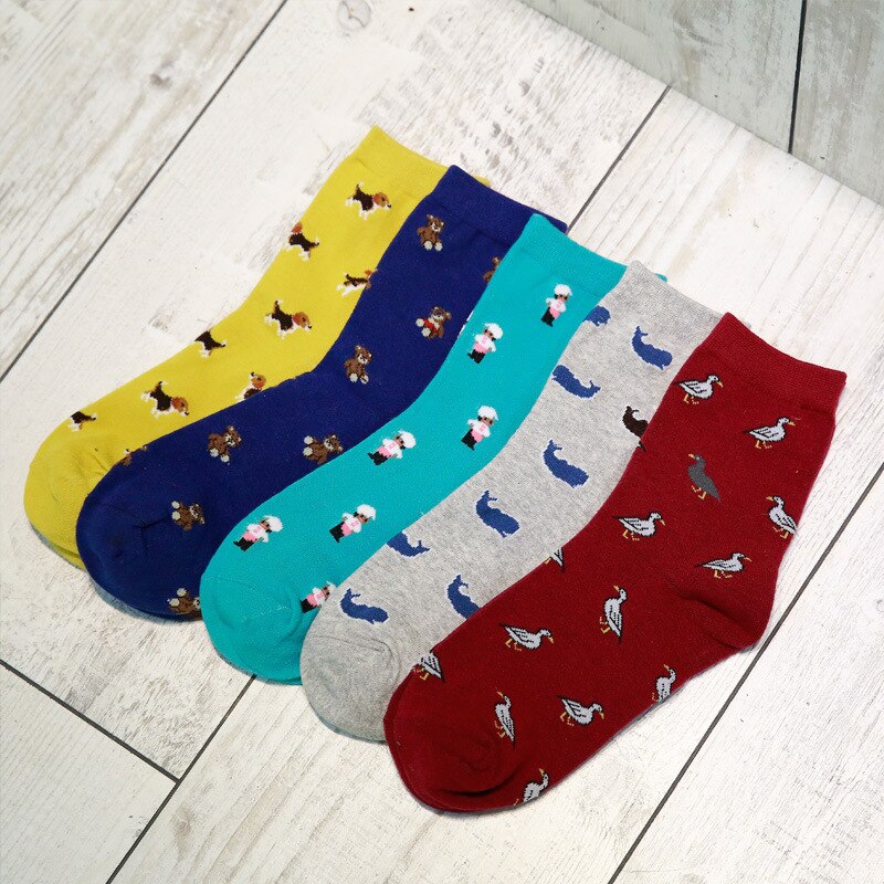 Printing Dog Whale Duck Bear Pattern Animal Cute Casual funny Socks women High Quality Ventilation Cotton Socks harajuku kawaii