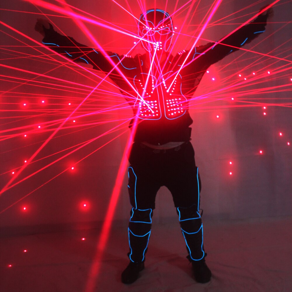 Laser Robot Suits, Red Laser Waistcoat LED Clothes, EL Wire Glowing Suit American Talent Show