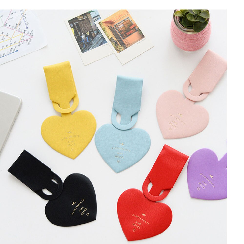 Travel Accessorie Simple Love Heart Fashion Design Leather ID Address Holder Baggage Boarding Portable Label Luggage Tag