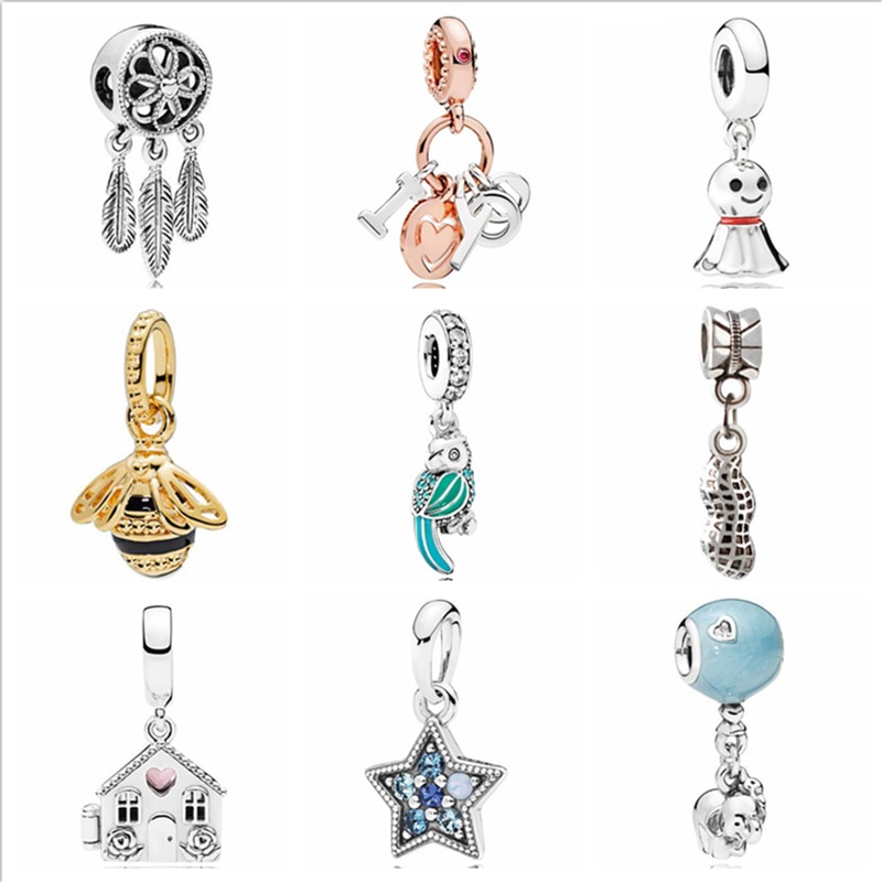 Btuamb Maxi Small Statement Flower House Star Elephant Charm Crystal Beads Fit Pandora Bracelets & Bangles Women Making Jewelry