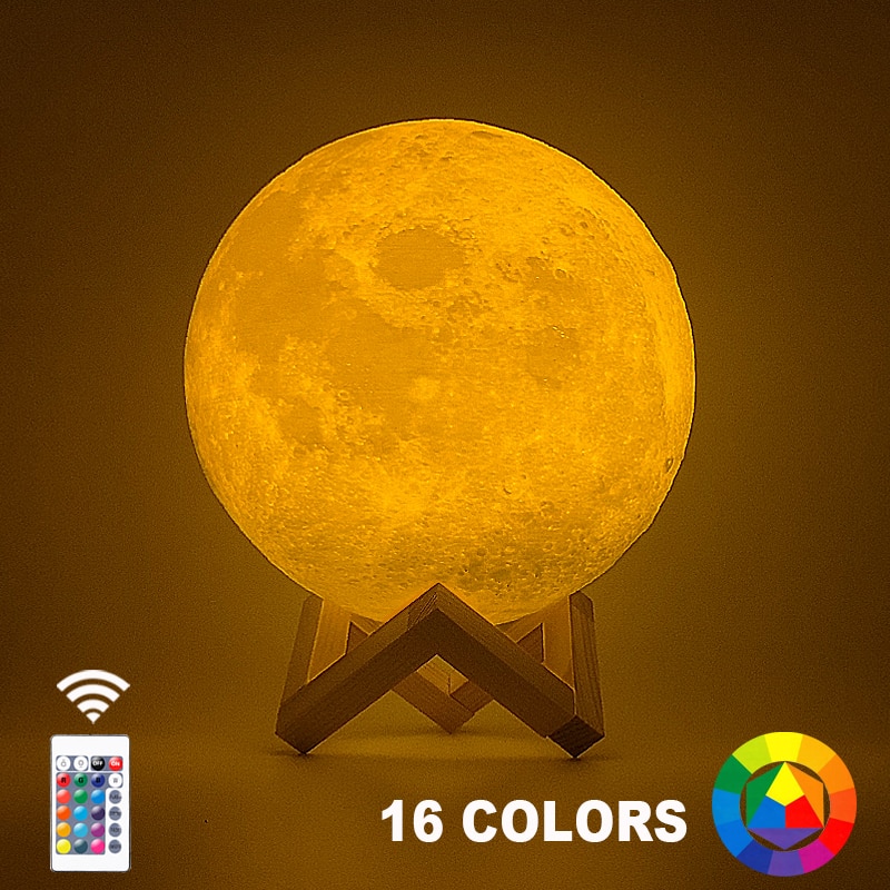 Dropship 3D Print Moon Lamp 20cm 18cm 15cm Colorful Change Touch USB Led Night Light Home Decor Creative Gift