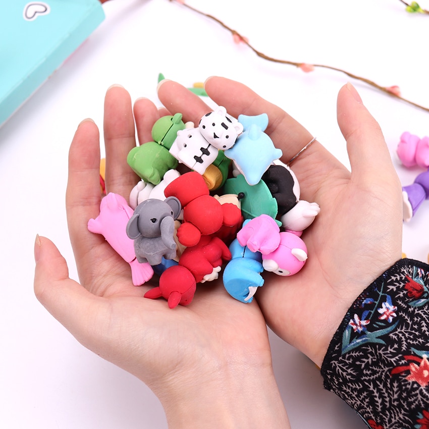 1PC Cute Animal Style Kawaii Eraser Pencil Novelty Stationery School Supplies Kawaii Material Cute Erasers Hot