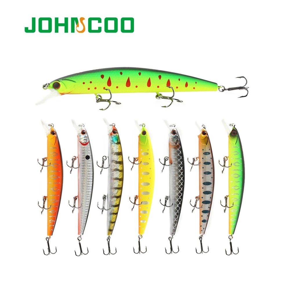 JOHNCOO 130mm 20g Rudra Hard Fishing Lure Minnow Bait Artificial Bait Lure Swimbait Wobbler with 3 High Quality Hooks