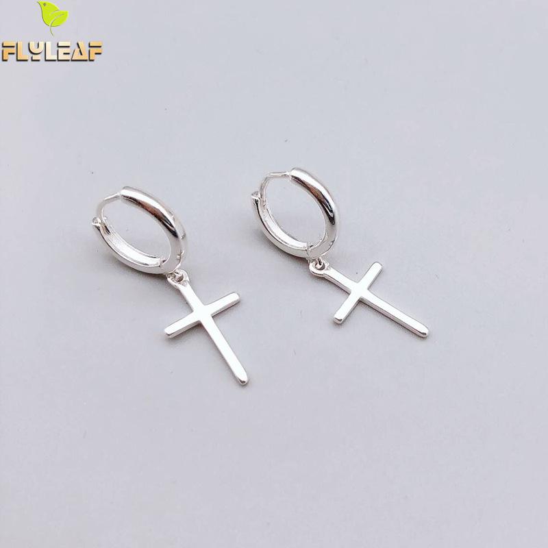 Flyleaf 925 Sterling Silver Cross Dangle Earrings For Women 2018 New Trend Lady Fashion Jewelry Pendientes Mujer Moda