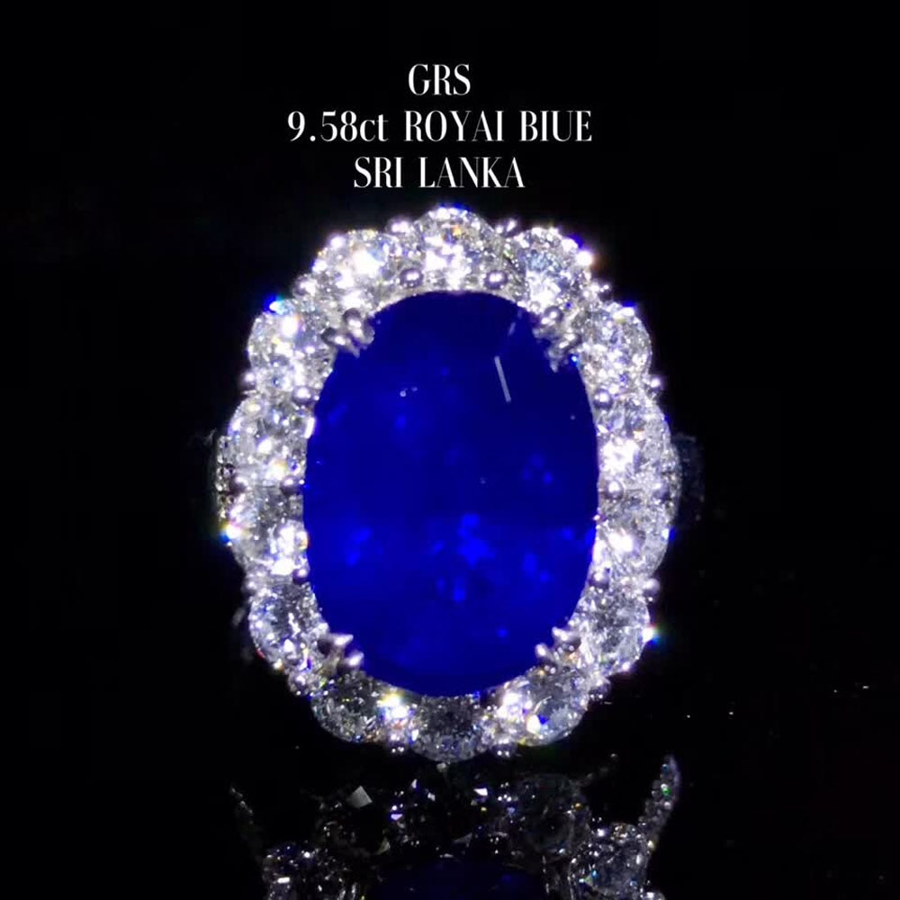 fine jewelry factory classic luxury 18k gold South Africa real diamond 9.58ct natural blue sapphire gold ring for women wedding