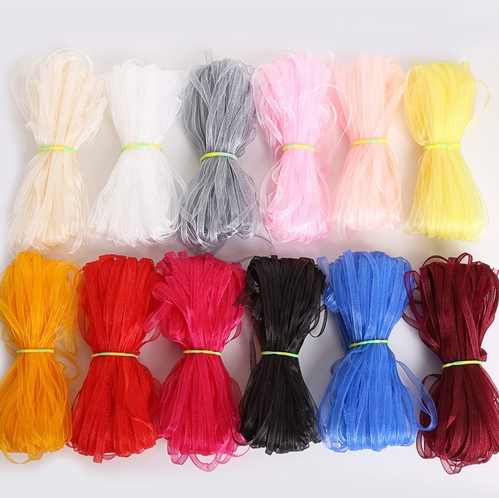 6mm Width 18meters Organza Ribbon gift wrapping Christmas Wrist Corsage Band ribbons Party Home Wedding Decoration DIY Material