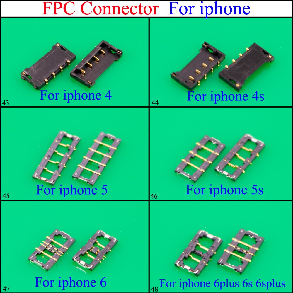 For iphone 4 4S 5 5s 6 6s 6plus 6s plus Inner Battery Plug FPC Connector Battery Holder Clip Contact on Motherboard Replacement