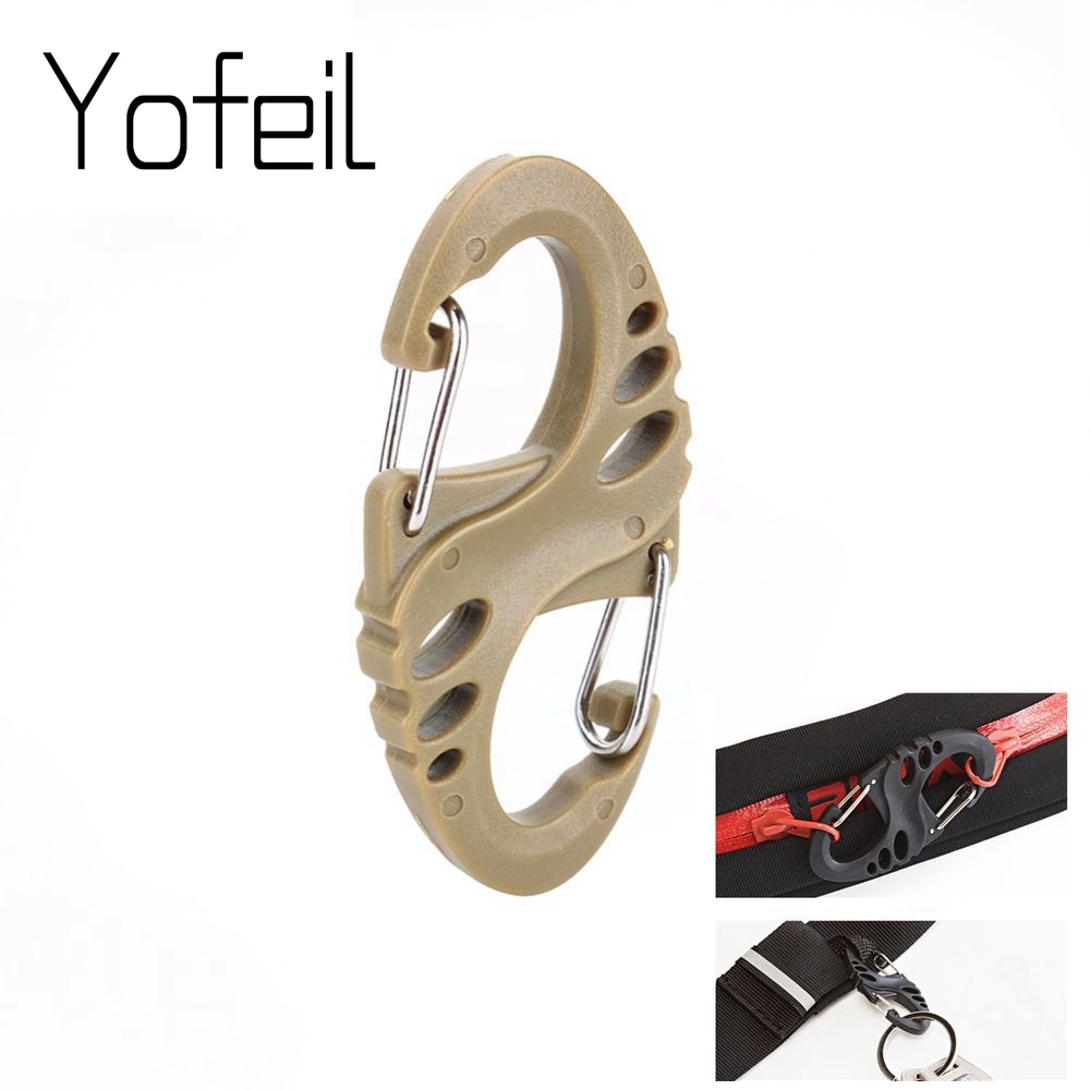 10Pcs/Lot S Type Backpack Clasps Climbing Carabiners EDC Keychain Camping Bottle Hooks Paracord Tactical Survival Gear Buckles