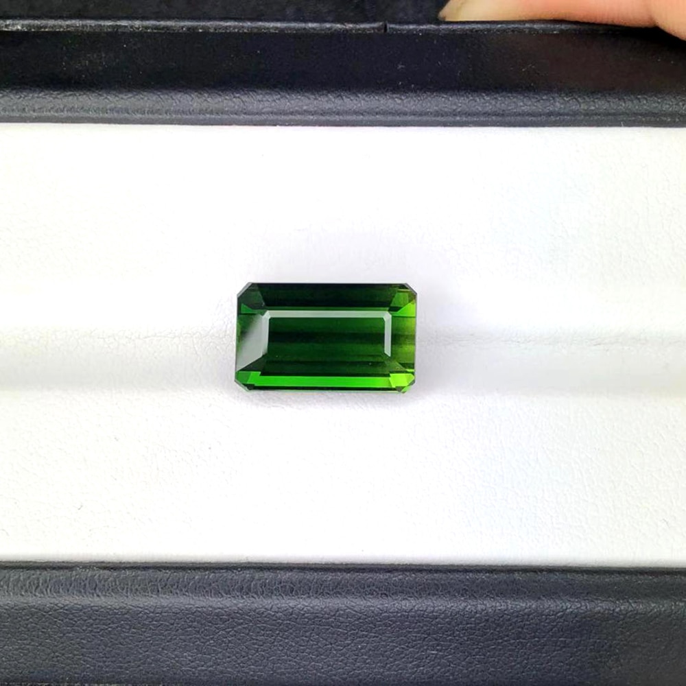 MELE Natural Green Chrome tourmaline for jewelry making,9.1X15X6.7mm Square cut 9.16ct loose gomstone with top quality DIN ring