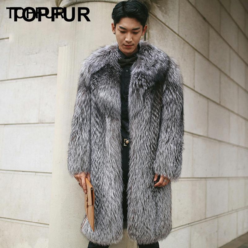 TOPFUR Real Fur Coat Men's Collection Winter Coat Men Spring Clothing Natural Silver Fox Fur Coat Genuine Leather Jacket Outwear