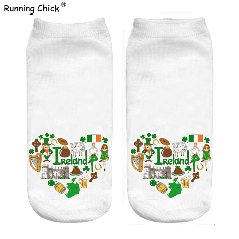 RUNNING CHICK Ireland Love Pregnant 3d Print Socks Wholesale, Womens Socks / Girls Wear Your Pearls, Cool Socks