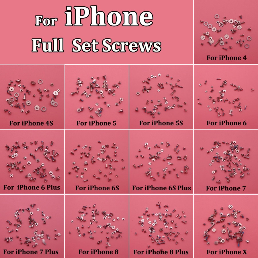 Screws Full Screw Set for iPhone 4 4S 5C 5S 5G 6G 6s 6 7 7P 8 8 plus X Repair bolt Complete Kit Replacement Repair Parts