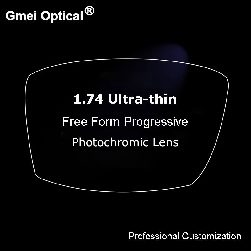 1.74 High Index Ultra-thin Digital Free Form Progressive No-Line Multi-Focal Photochromic Prescription Customized Optical Lenses