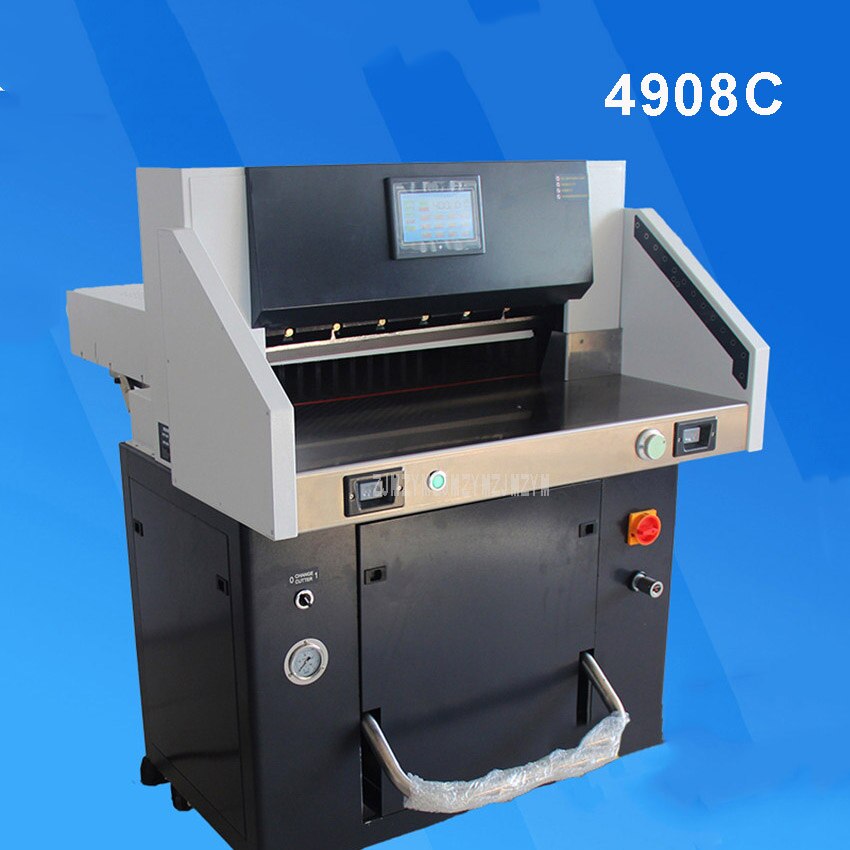 4908C 1.8KW Max Width 49cm Double Hydraulic Pressure Paper Trimmer Cutter Program Control Automatic Paper Cutting Machine 220V