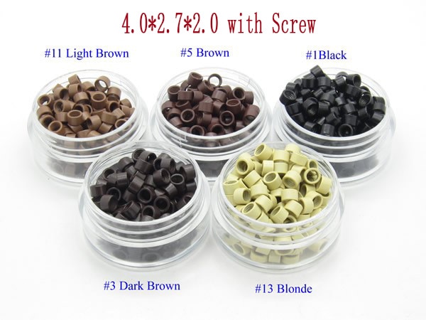 100pcs 4027 Hair Extension tools Micro Rings Beads Links with Screws 8# black color