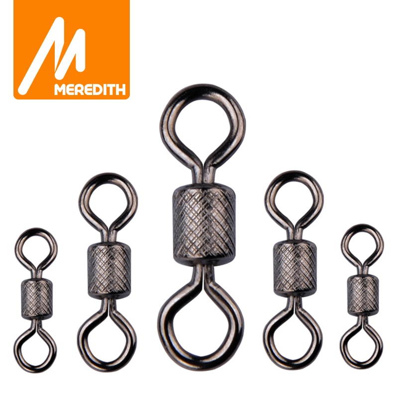 Meredith 50PCS/Lot Fishing Swivels Ball Bearing Swivel with Safety Snap Solid Rings Rolling Swivel for Carp Fishing Accessories