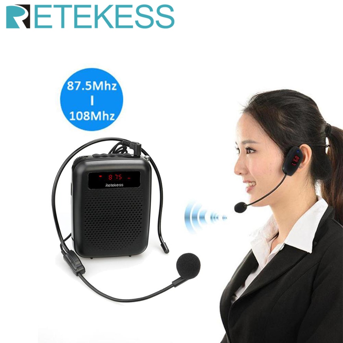 RETEKESS PR16R Megaphone Portable Voice Amplifier Teacher Microphone Speaker 12W FM Recording With Mp3 Player FM Radio Recorder