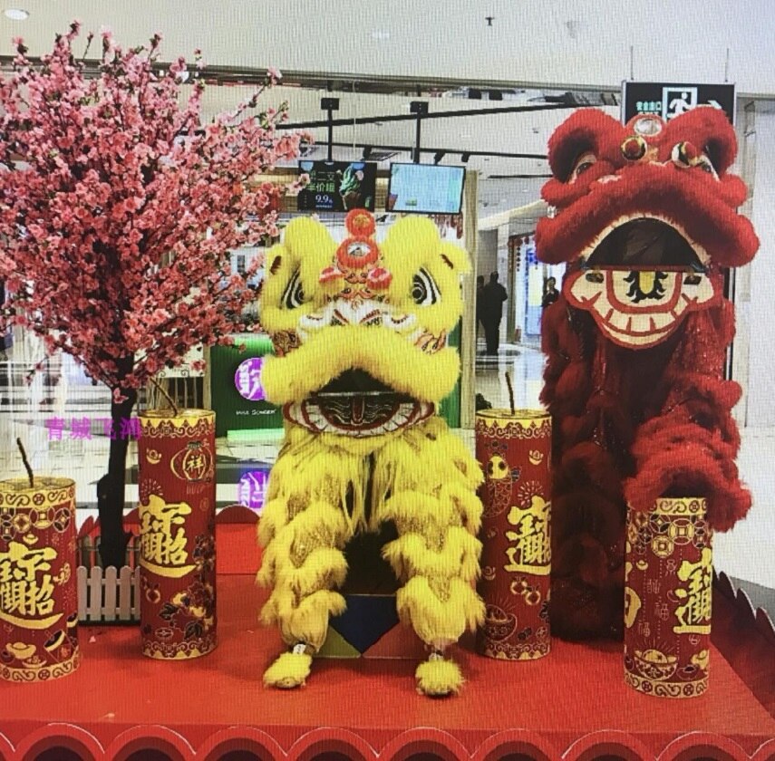 Lion Dance Wool Costume Double Color Outfit China Southern Hongkong Macao Foshan Hand Made Stage Accessories For Oversea Chinese